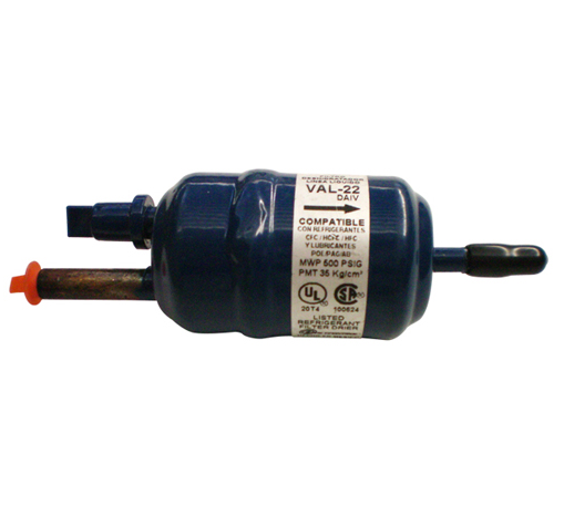 Steel filter drier with copper tubes