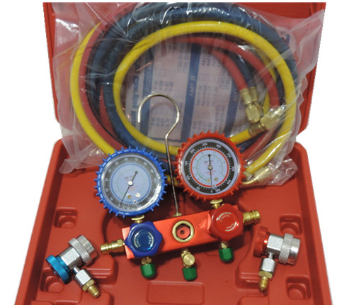 Aluminum manifold set with sight glass